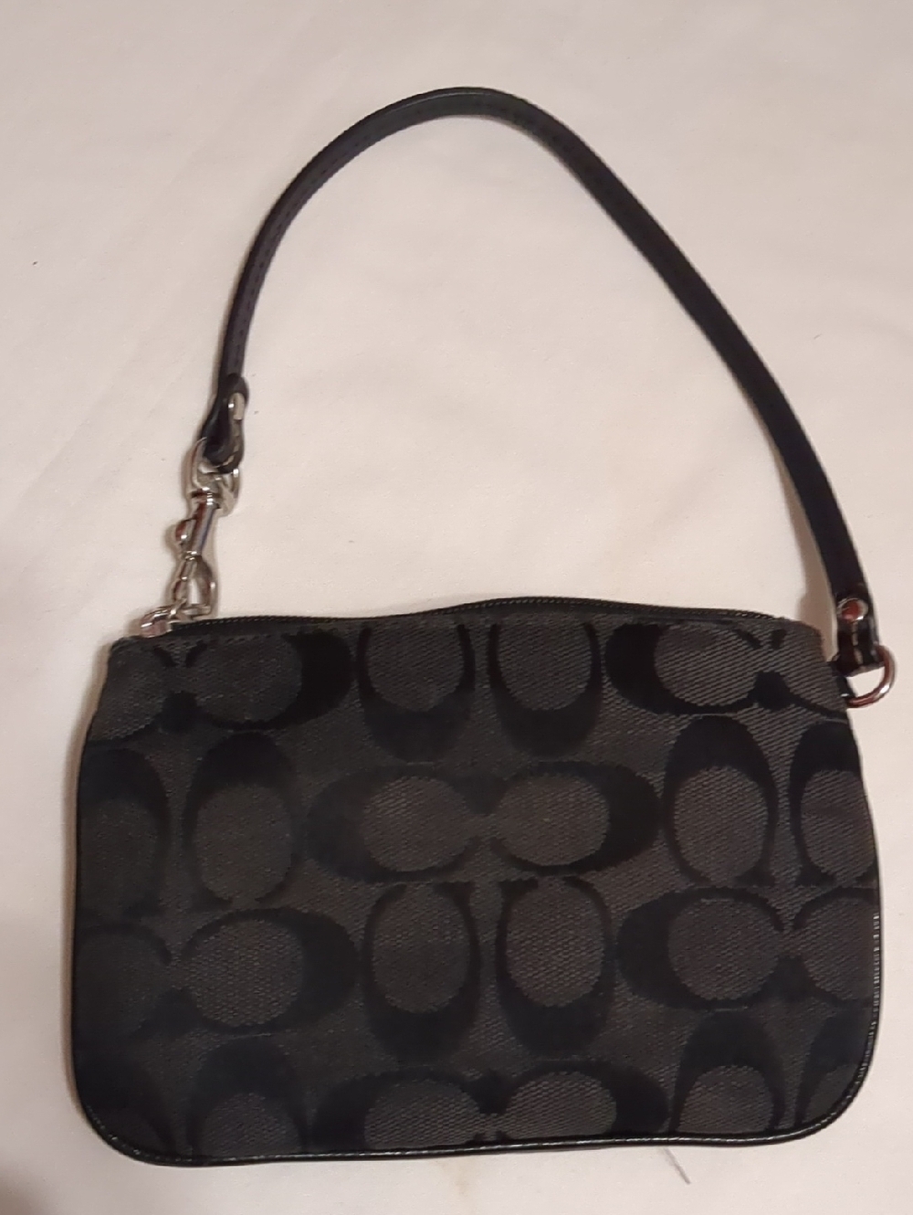 Coach Small Black Signature Canvas Wristlet - Picture 3 of 12